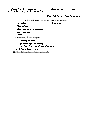 Mẫu Bản kiểm điểm Đảng viên